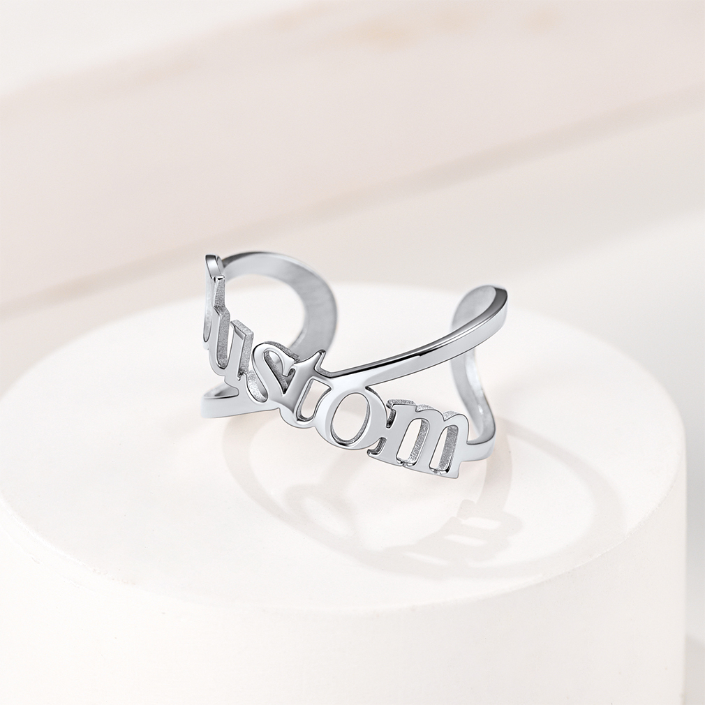 Bague Personnalisée Ajustable Bijou Mémorial pour Femme Argenté