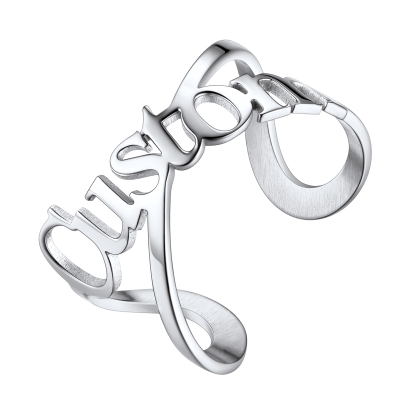 Bague Personnalisée Ajustable Bijou Mémorial pour Femme Argenté