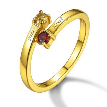 Bague ajustable en argent sterling avec pierre de naissance personnalisée