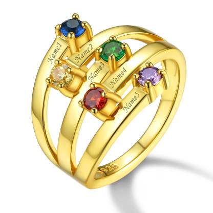 Bague ajustable en argent sterling avec pierre de naissance personnalisée