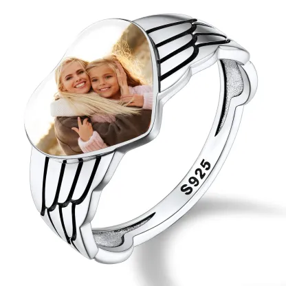 Bague Personnalisée Cœur avec Ailes d'Ange 