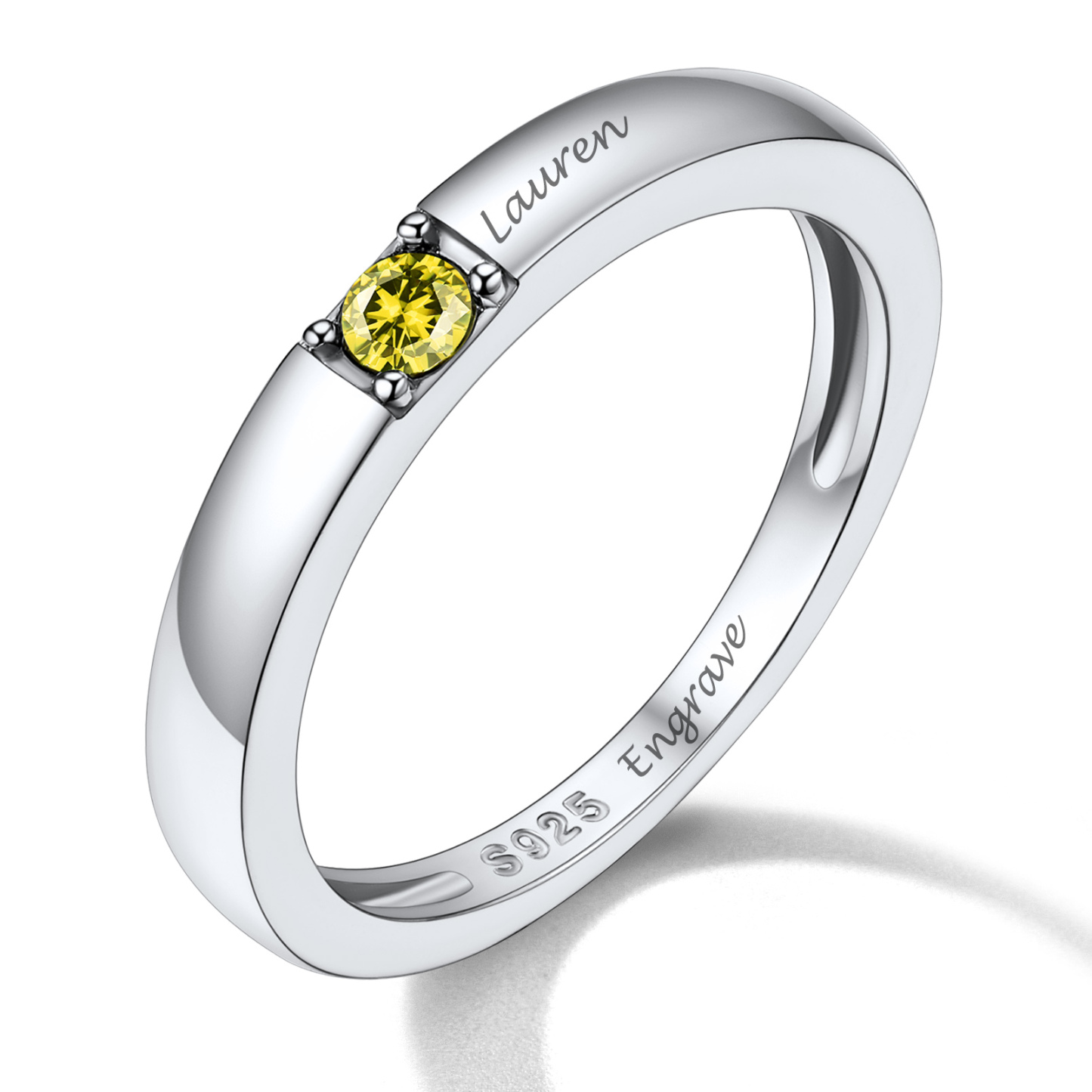 Bague Personnalisée en Argent Sterling avec Pierres de Naissance pour Maman 1 pierre 