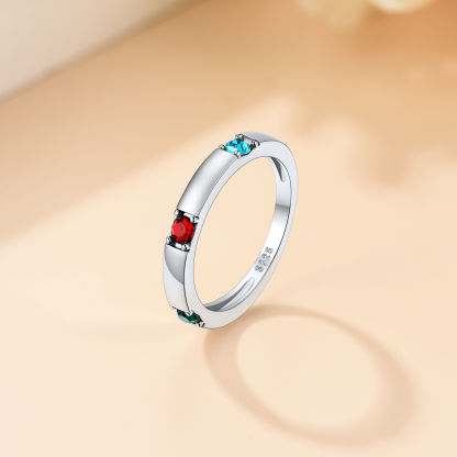 Bague Personnalisée Argent 925 avec 3 Pierres de Naissance