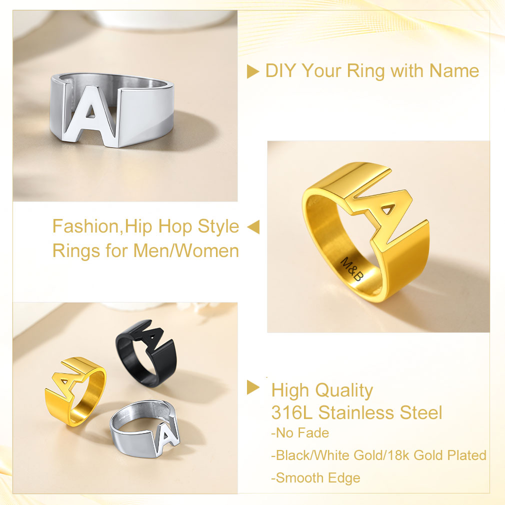 Bague Chevalière Personnalisée avec Nom ou Numéro pour Femme Détail