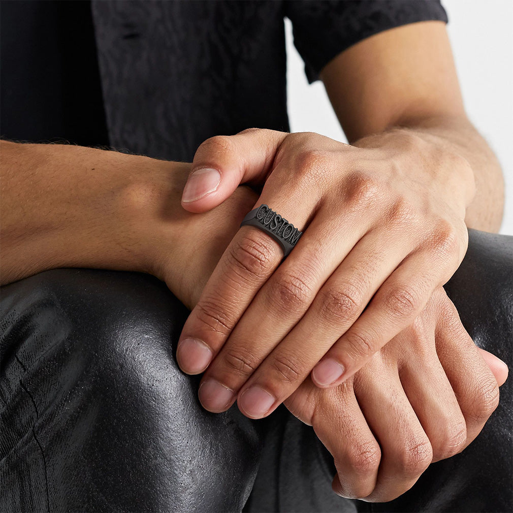 Bagues Personnalisées Gravées pour Hommes et Femmes Modèle  Noir