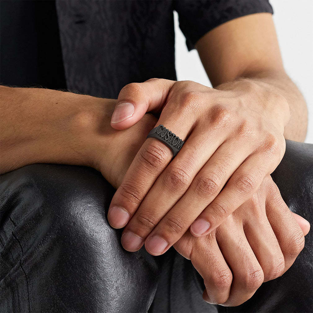 Bagues Personnalisées Gravées pour Hommes et Femmes Modèle  Noir