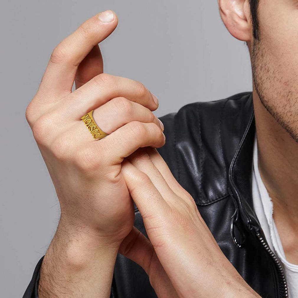Bagues Personnalisées Gravées pour Hommes et Femmes Modèle Or