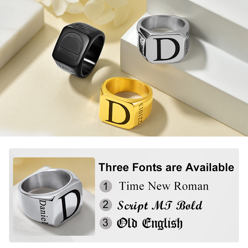 Bague Chevalière Personnalisée Gravée Pour Homme Police