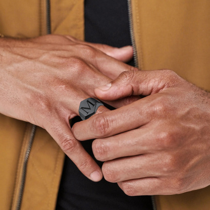 Bague Chevalière Hexagonale Personnalisée  Pour Homme