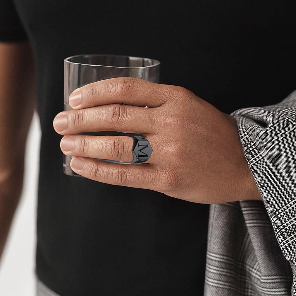 Bague Chevalière Hexagonale Personnalisée Gravée