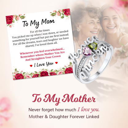 Bague Personnalisée avec 2 Pierres de Naissance Gravées Occasion