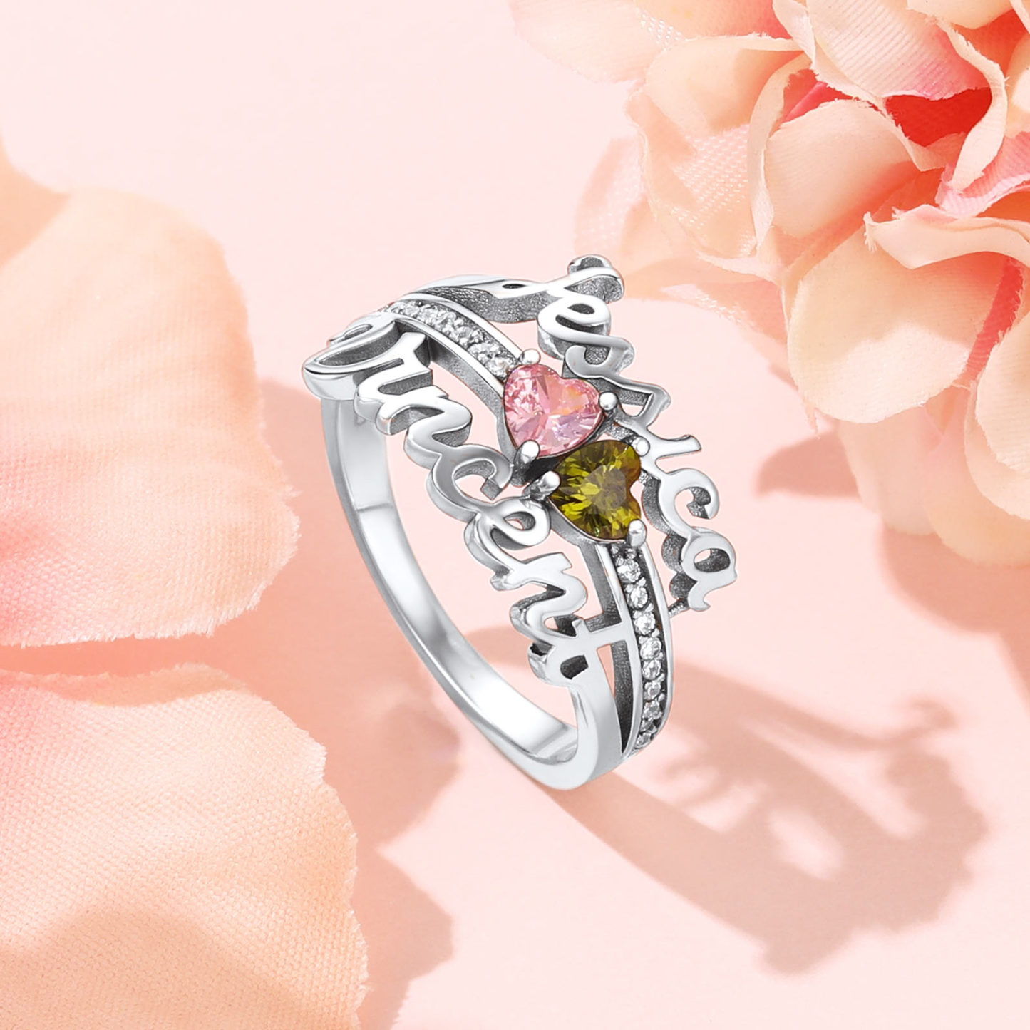 Bague Personnalisée avec 2 Pierres de Naissance Scène