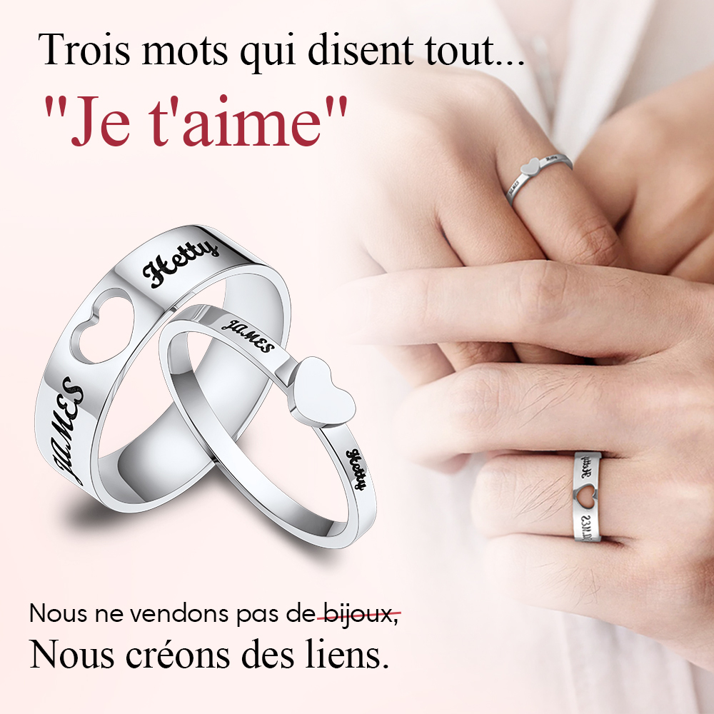 Bagues Promesse Personnalisées avec Prénoms pour Couples