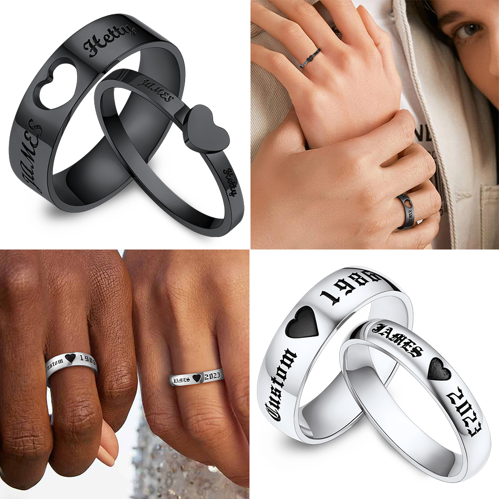 Bagues Gravées avec Prénoms pour Couples