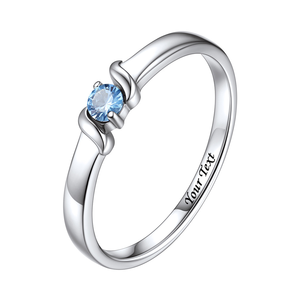 Bague en Argent Sterling Personnalisée avec Pierres de Naissance pour Maman