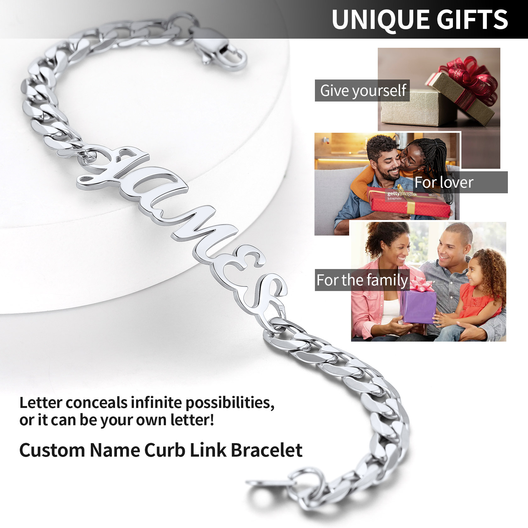 Bracelet Chaîne Cubaine Personnalisé avec Nom pour Homme Détail