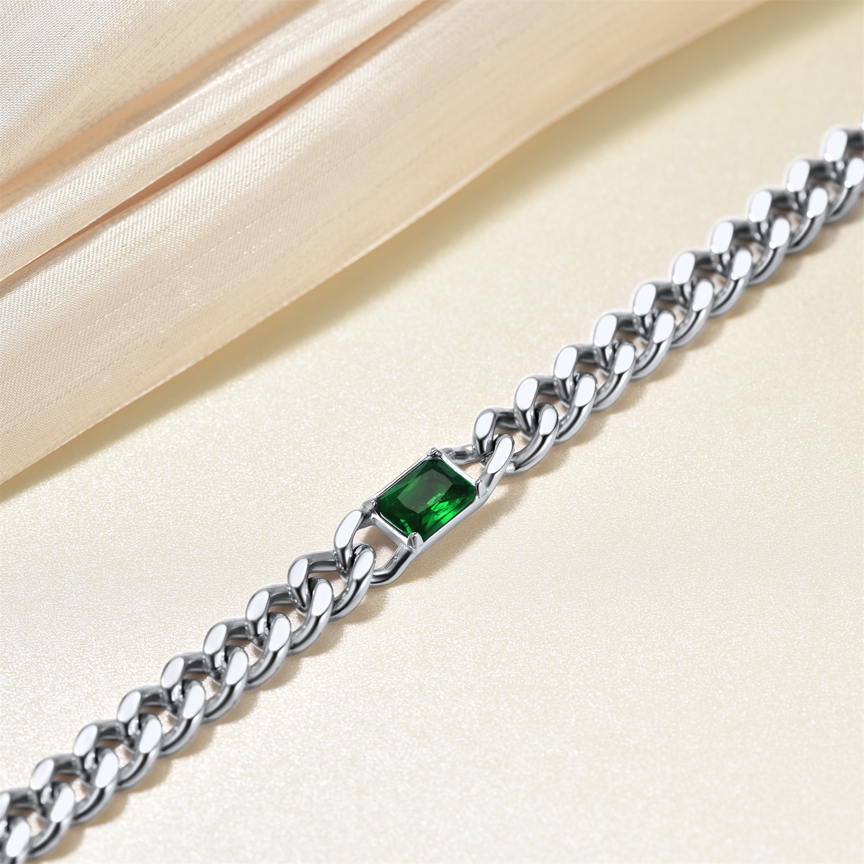 Collier Ras-de-Cou Chaîne Cuban avec Pierre de Naissance