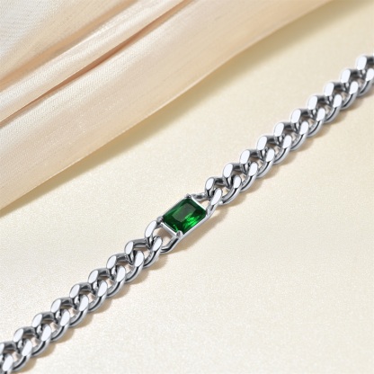 Collier Ras-de-Cou Chaîne Cuban avec Pierre de Naissance