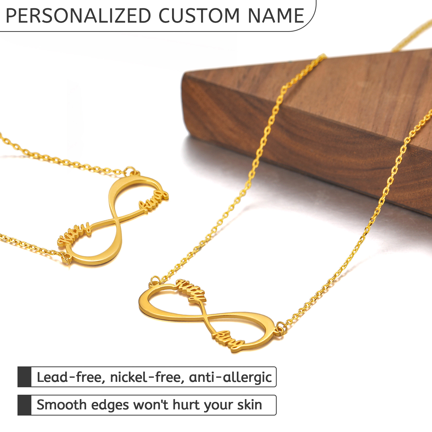 Collier Infini Personnalisé avec Nom Or
