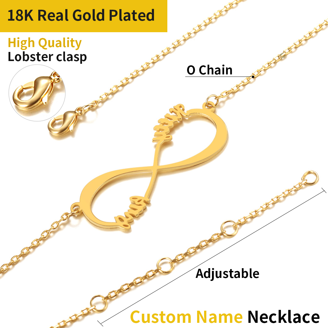 Collier Infini Adjustable Personnalisé avec Nom pour Femme