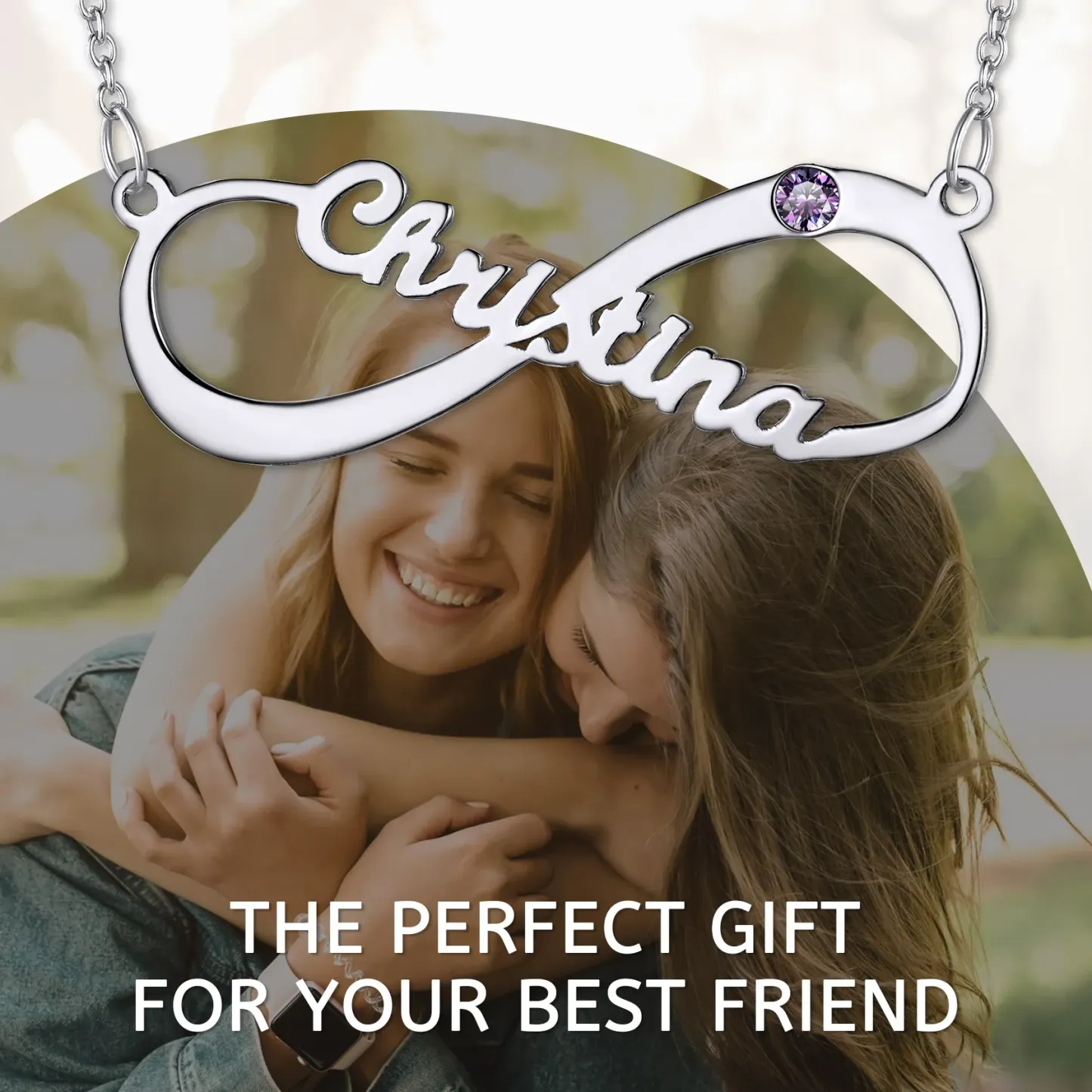 Collier Infini Personnalisé avec Prénom et Pierre de Naissance Cadeau