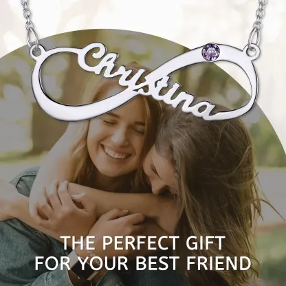 Collier Infini Personnalisé avec Prénom et Pierre de Naissance Cadeau