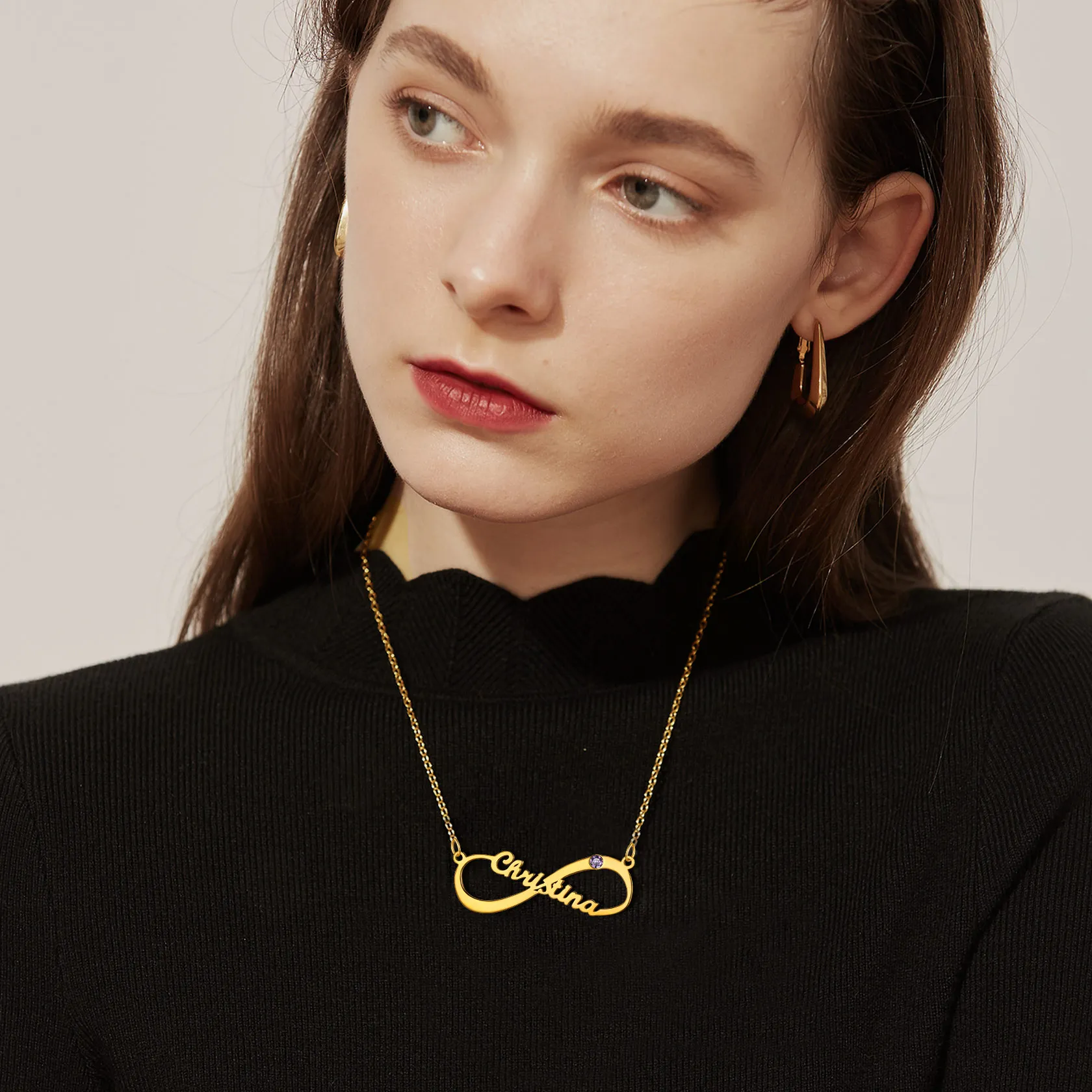 Collier Infini Personnalisé avec Pierre de Naissance