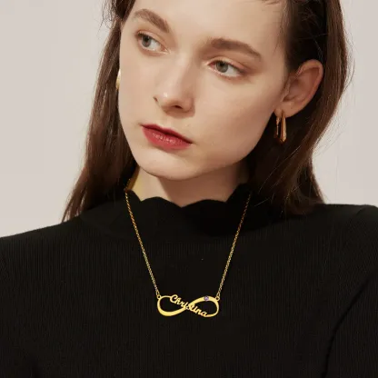 Collier Infini Personnalisé avec Pierre de Naissance