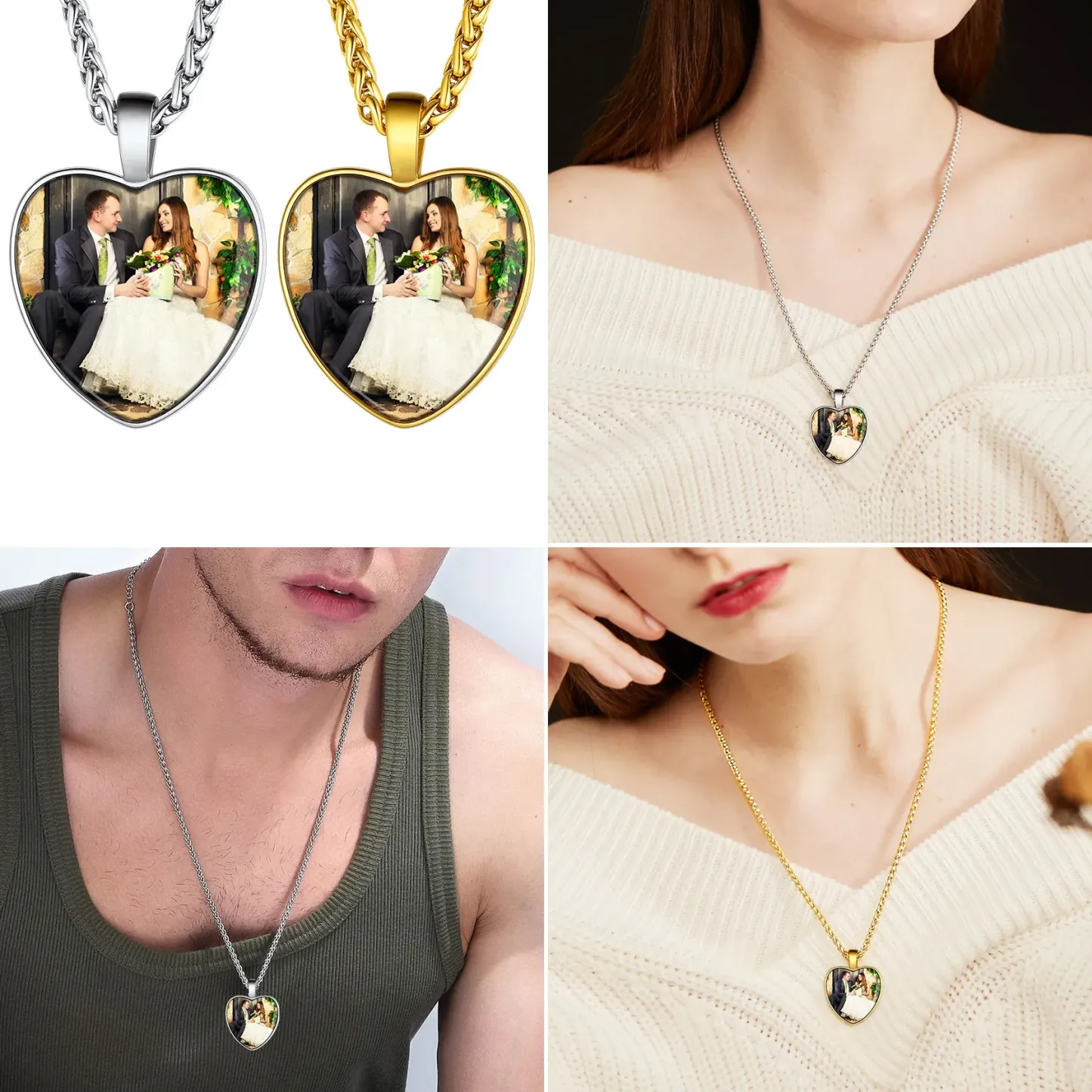 Collier Cœur Personnalisé avec Photo Modèle