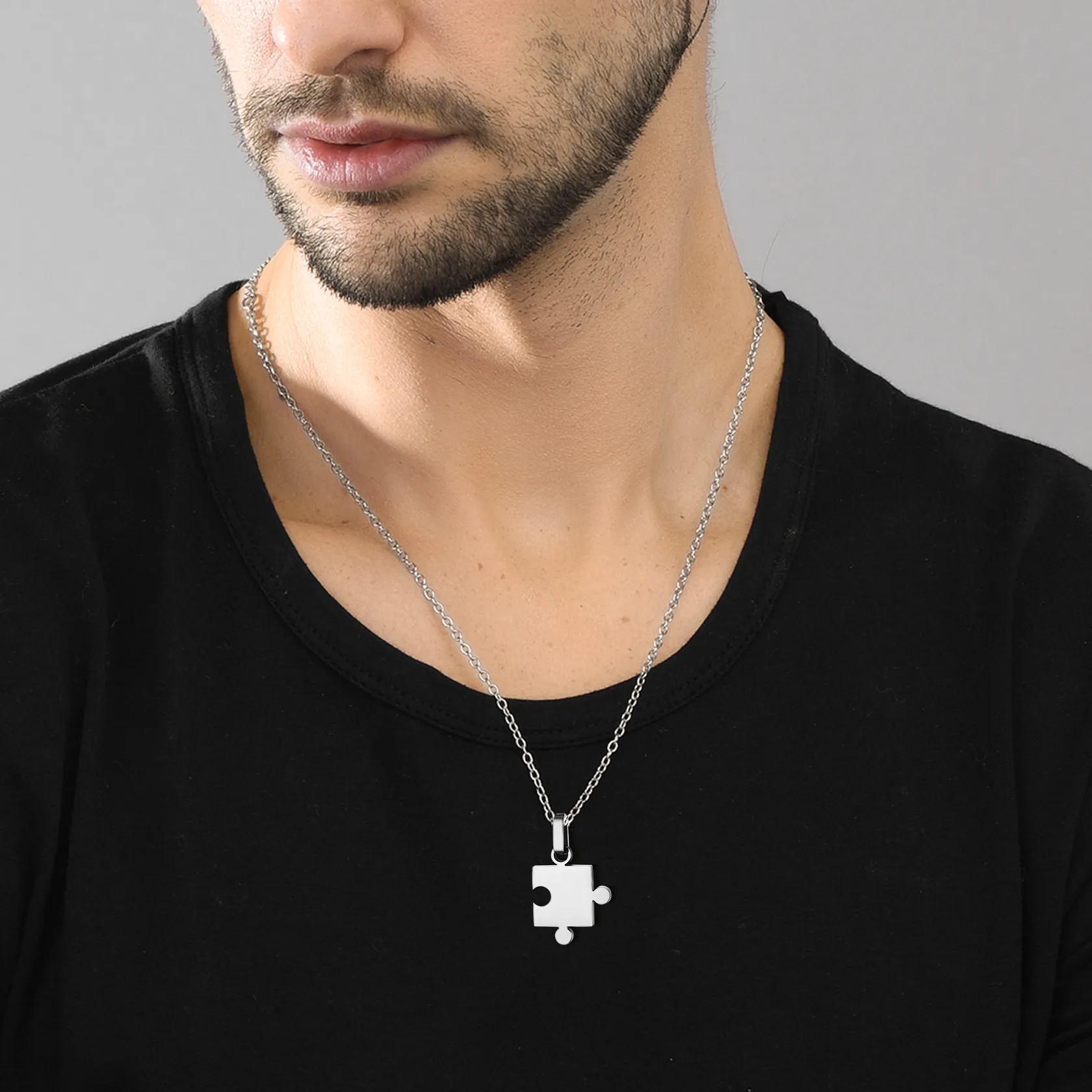 Collier Puzzle Personnalisé en Acier 316L avec Prénoms 