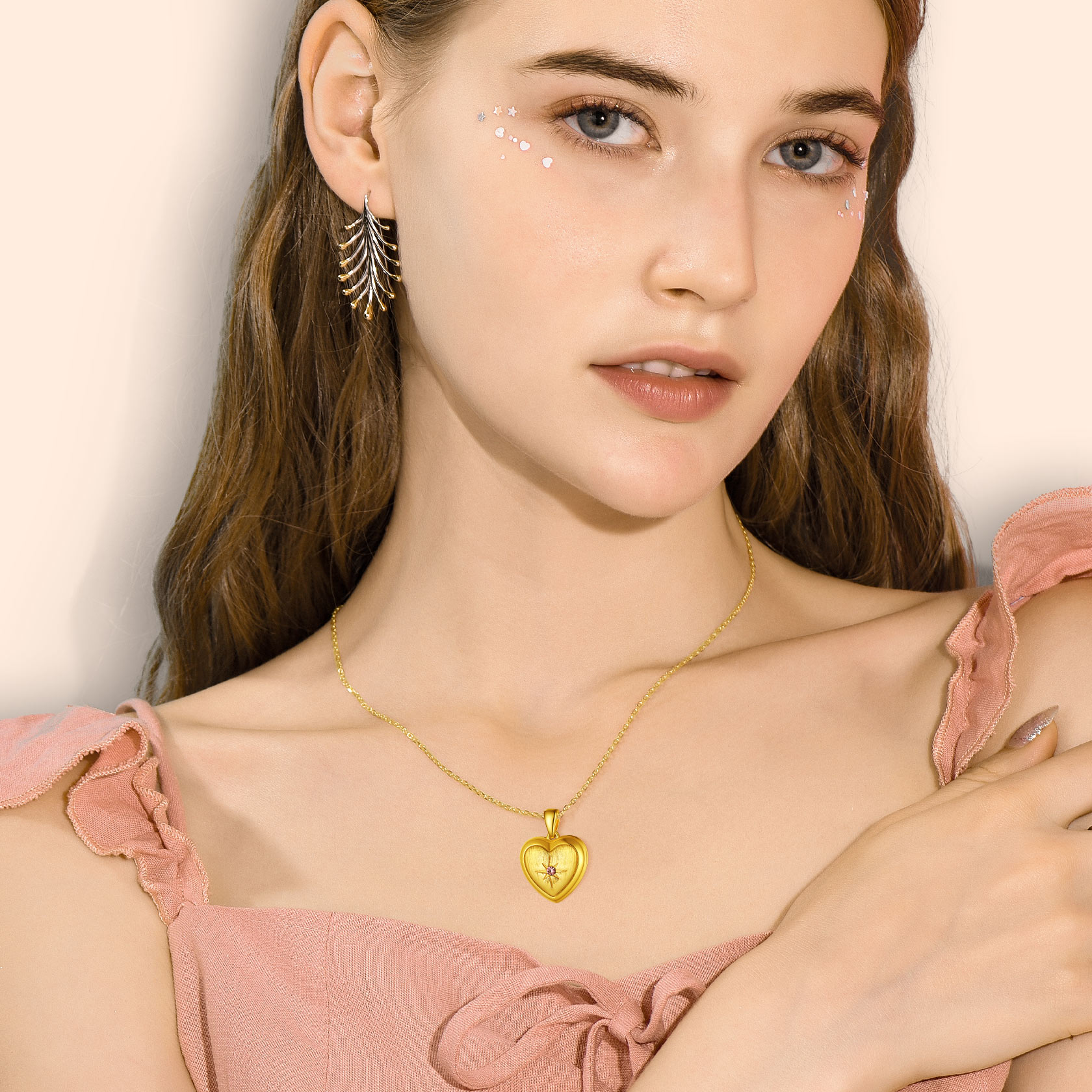 Collier Médaillon Photo Personnalisé avec Pierre de Naissance pour Femme