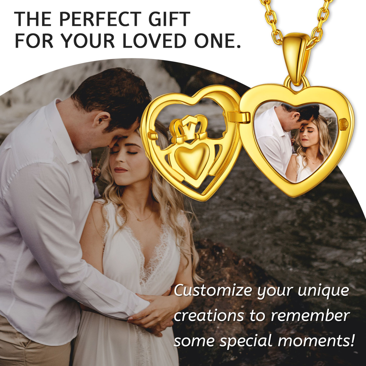 Collier Médaillon Cœur Personnalisé avec Photo en Argent Sterling 