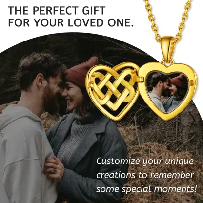 Collier Médaillon Cœur Celtique Personnalisé avec Photo Cadeau