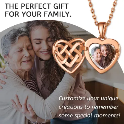Collier Cœur Celtique Personnalisé avec Photo pour Femme Cadeau