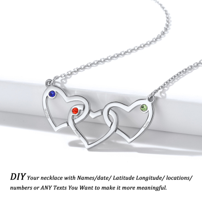 Collier Personnalisé Cœur avec Pierres de naissance et Prénoms DIY