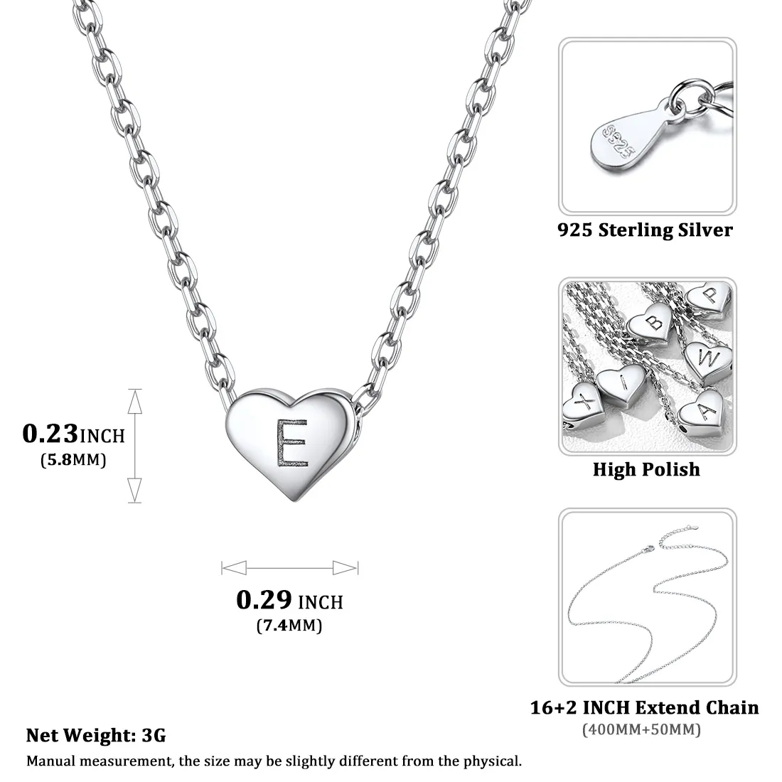 Collier Initiale Cœur en Argent 925 pour Femmes