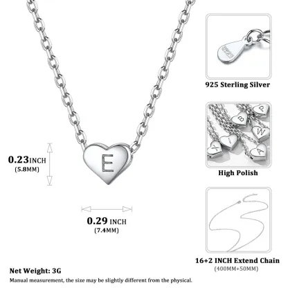 Collier Initiale Cœur en Argent 925 pour Femmes
