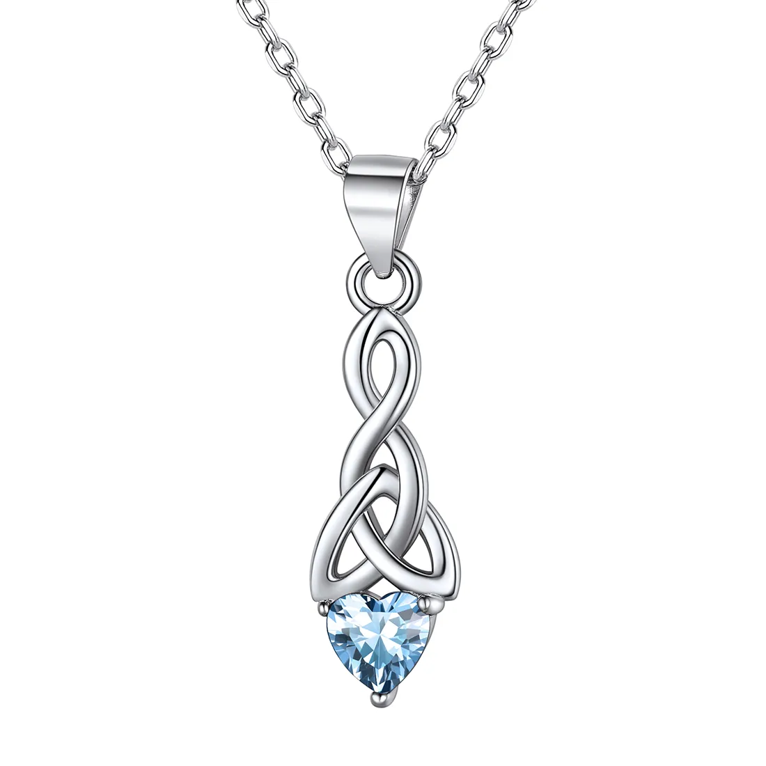 Collier Cœur avec Pierre de Naissance et Noeud Celtique Décembre-Tanzanite