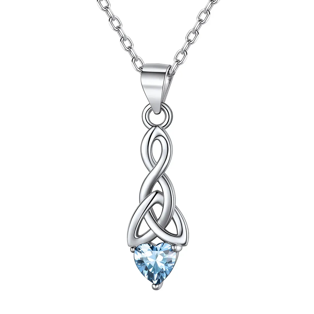Collier Cœur avec Pierre de Naissance et Noeud Celtique Décembre-Tanzanite