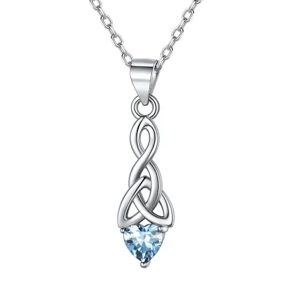 Collier Cœur avec Pierre de Naissance et Noeud Celtique Décembre-Tanzanite