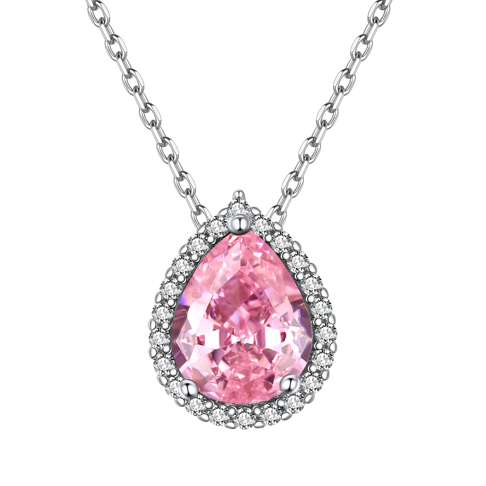 Collier Pendentif Goutte en Argent Sterling avec Pierre de Naissance Octobre-Tourmaline