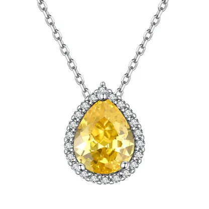 Collier Pendentif Goutte en Argent Sterling avec Pierre de Naissance Novembre-Topaze