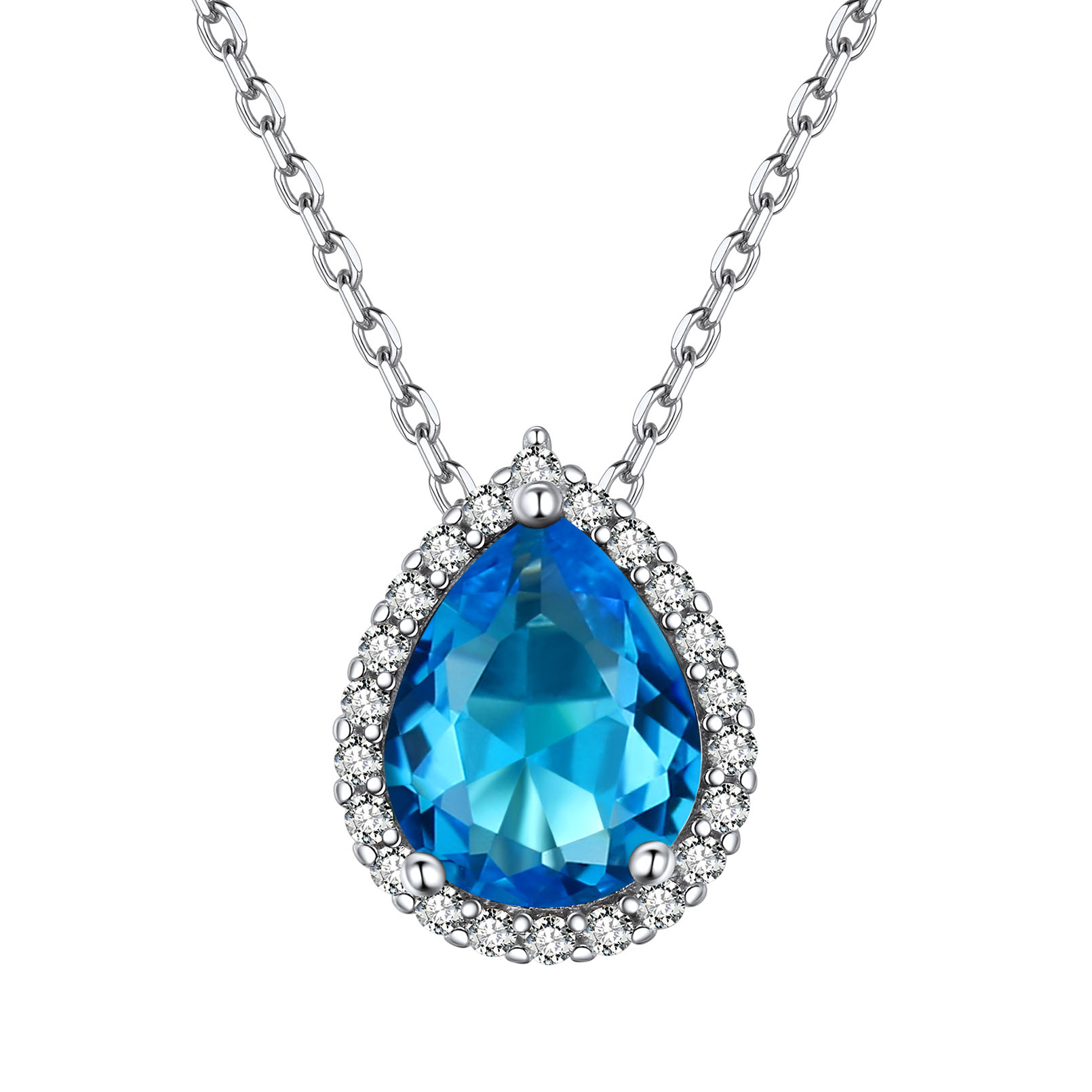 Collier Pendentif Goutte en Argent Sterling avec Pierre de Naissance Décembre-Tanzanite