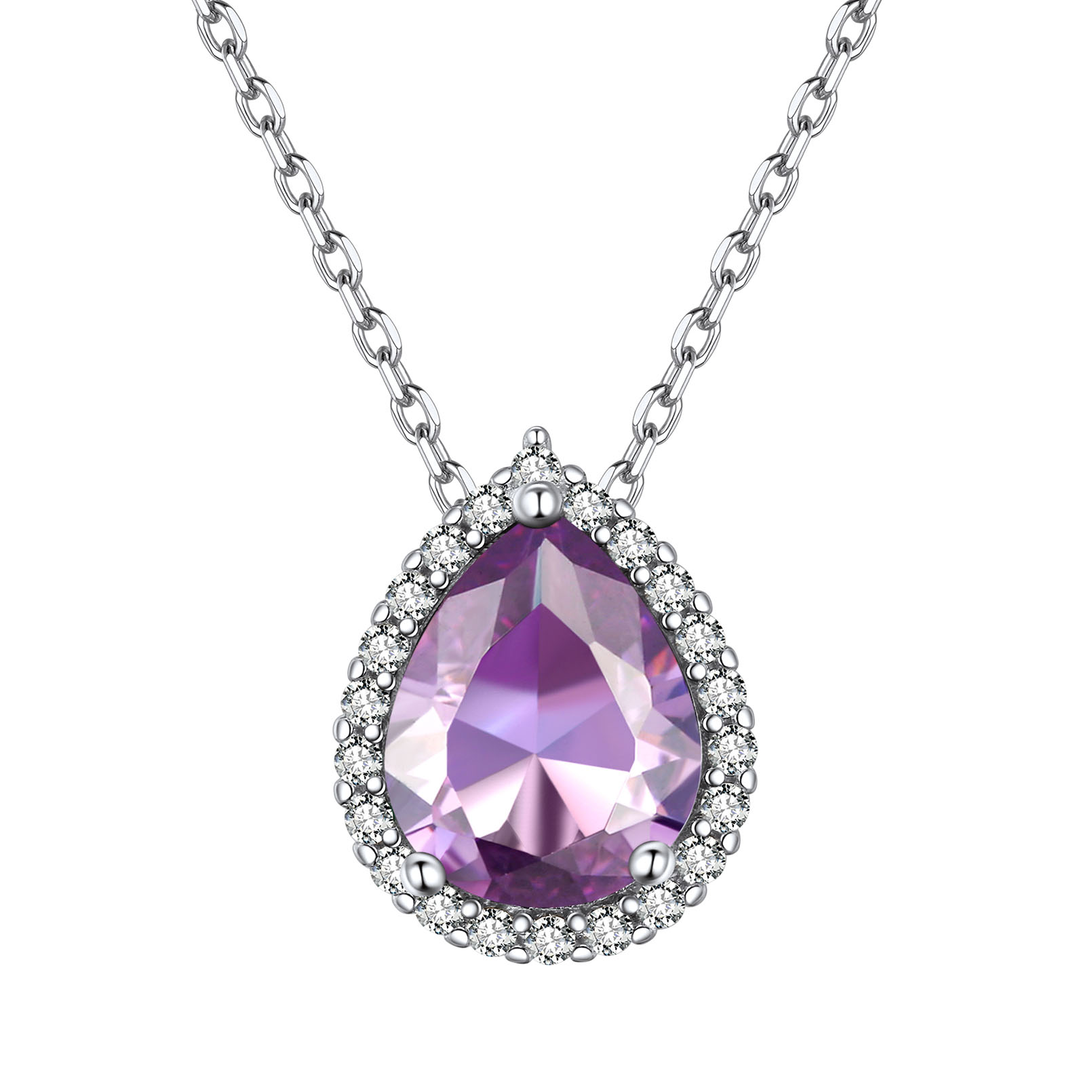 Collier Pendentif Goutte en Argent Sterling avec Pierre de Naissance Juin-Alexandrite