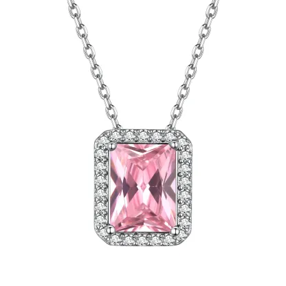 Collier Pendentif Halo en Argent Sterling avec Pierre de Naissance pour Femme Octobre-Tourmaline