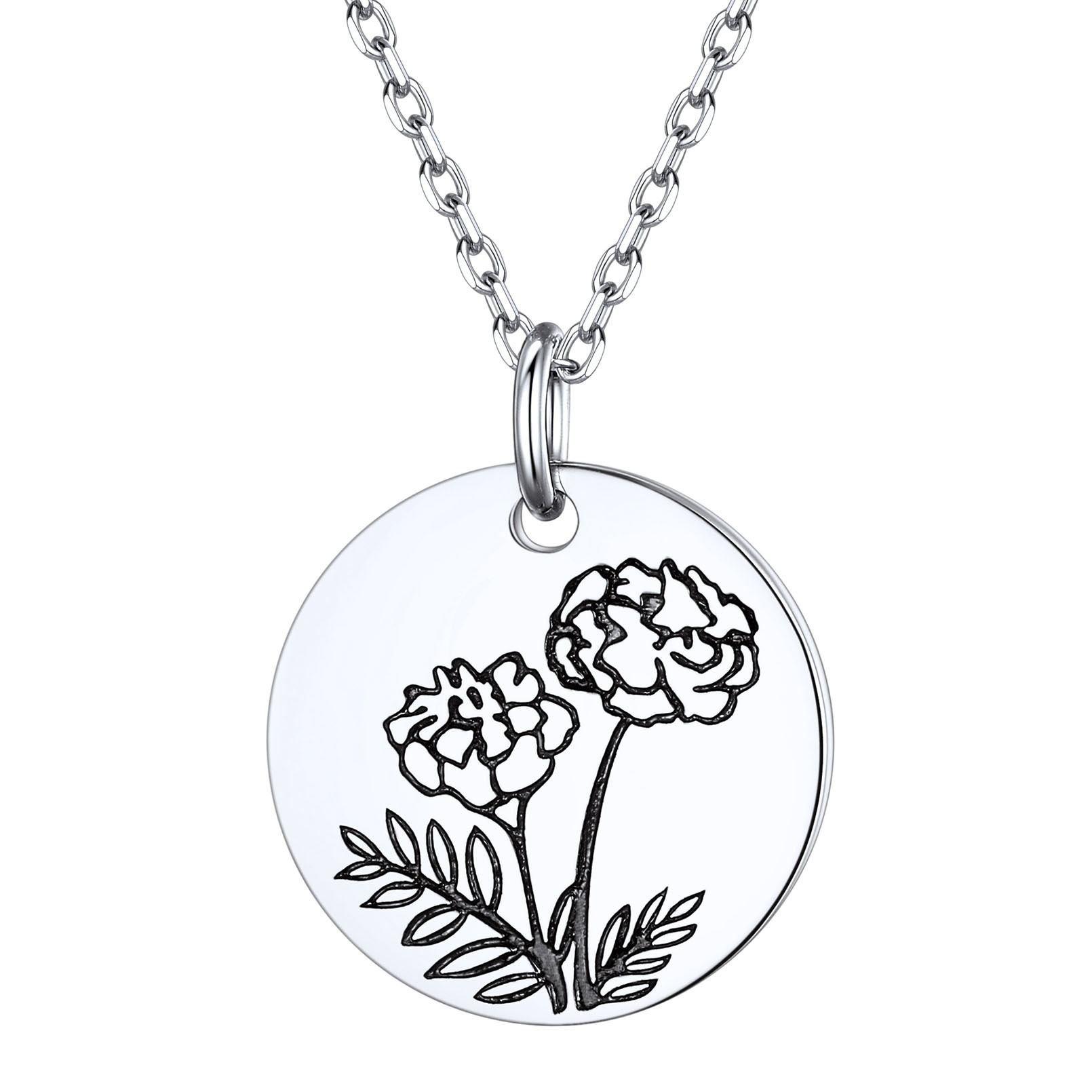 Collier Fleur de Naissance Personnalisé en Argent 925 pour Femme Argenté Oct