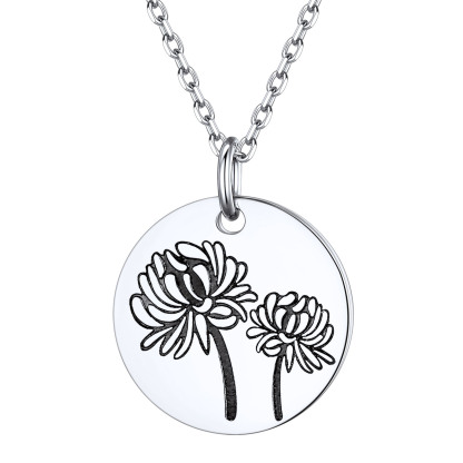 Collier Fleur de Naissance Personnalisé en Argent 925 pour Femme Argenté Nov