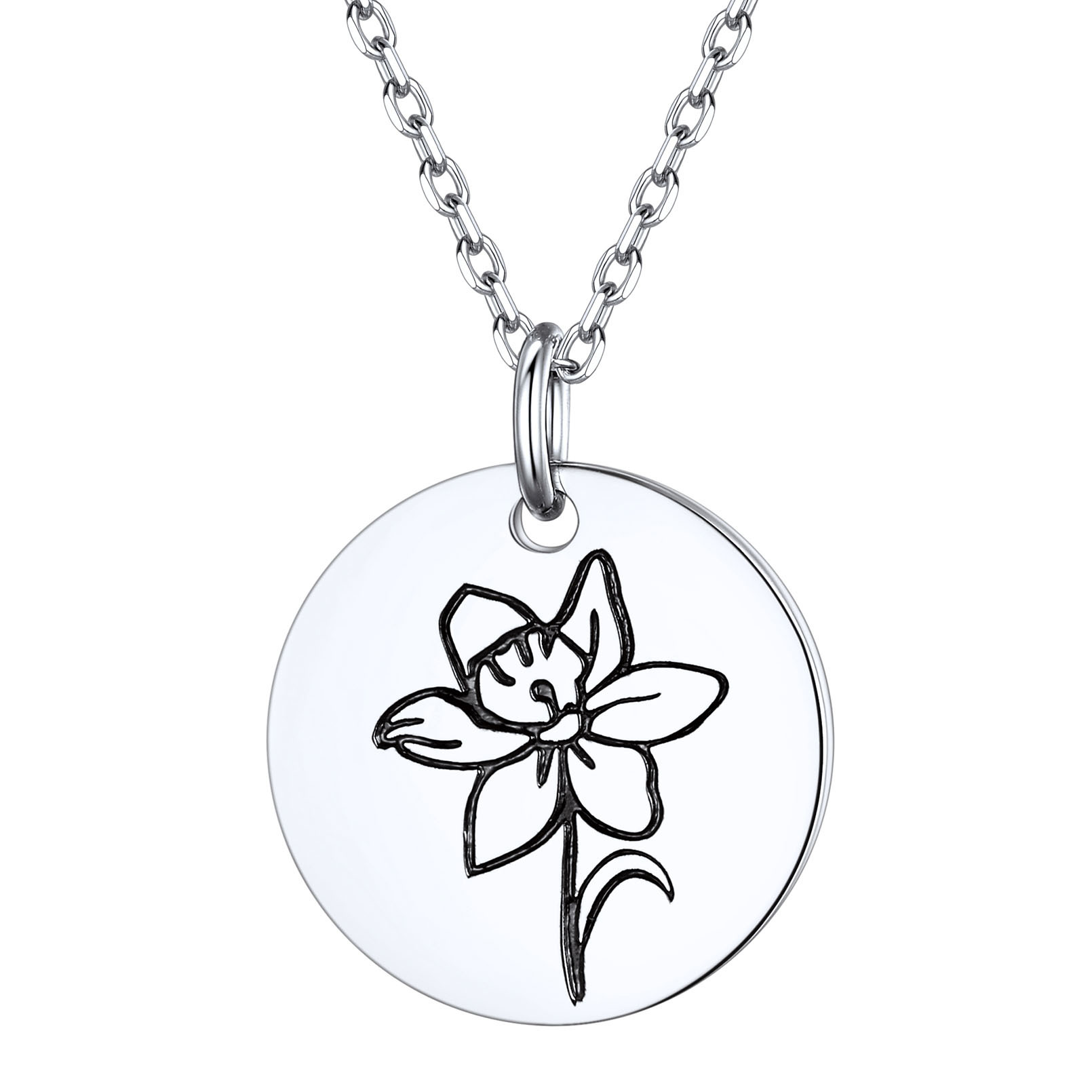 Collier Fleur de Naissance Personnalisé en Argent 925 pour Femme Argenté Dec