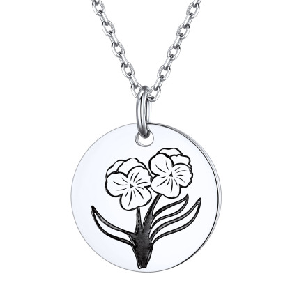 Collier Fleur de Naissance Personnalisé en Argent 925 pour Femme Argenté Fevrier