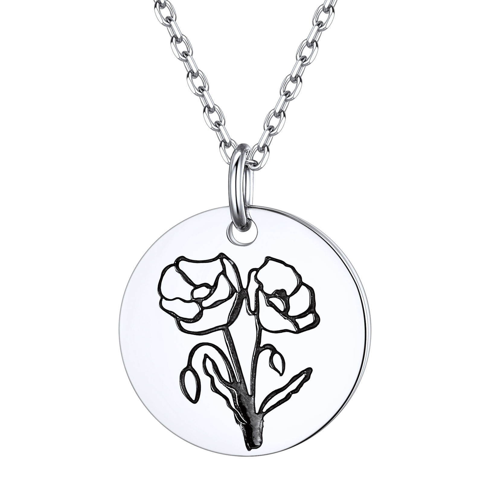 Collier Fleur de Naissance Personnalisé en Argent 925 pour Femme Argenté Aout